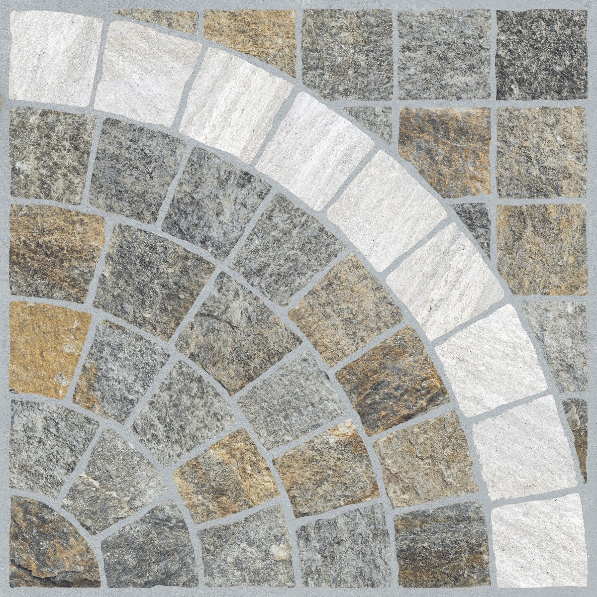 GZO Cubetti Rosone Carrara/Luserna 60/60/2 cm szaro-brązowo-żółto-biały