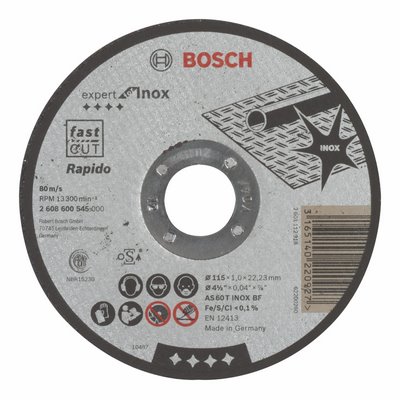 Bosch cutting disc Expert Inox straight Rapido AS 60 T INOX BF 115x1.0mm