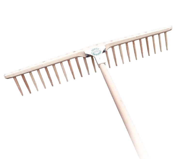 Grabie do siana Lofer 67 cm proste 22 nylonowe zęby z trzonkiem z drewna lipowego 180 cm