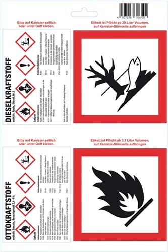 Adhesive label petrol/diesel fuel white glossy 182x275mm