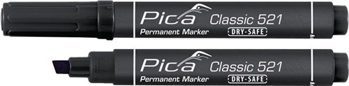 Marker permanentny Pica Classic czarny INSTANT WHITE szerokość linii 2-6mm końcówka klinowa