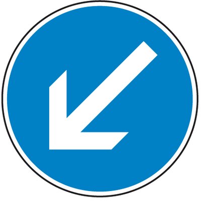 Traffic sign - Passing on the left Ø600, 2mm flat, RA 1