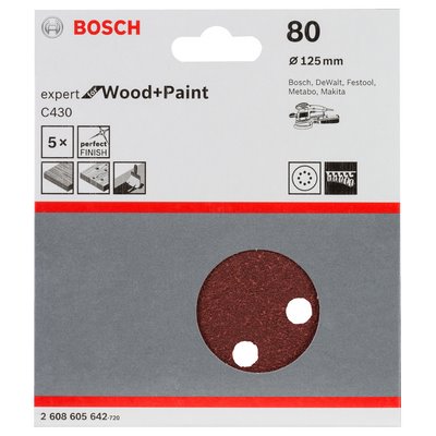 Bosch sanding sheet Expert wood perforated 125mm K80 5-pack