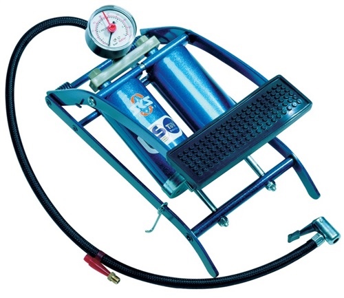 Fußluftpumpe 5bar Doppelzylinder SKS m.Manometer