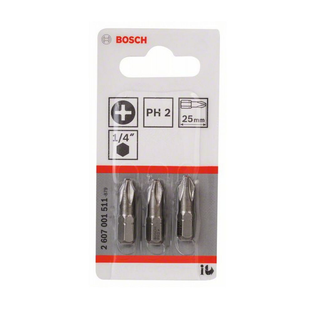 Bosch Schrauberbit Extra-Hart 3er-Pack PH2 25mm 1/4""-Außensechskantschaft