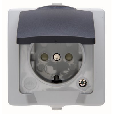 Kopp AP-FR socket outlet standard 1gang child protection Nautic grey