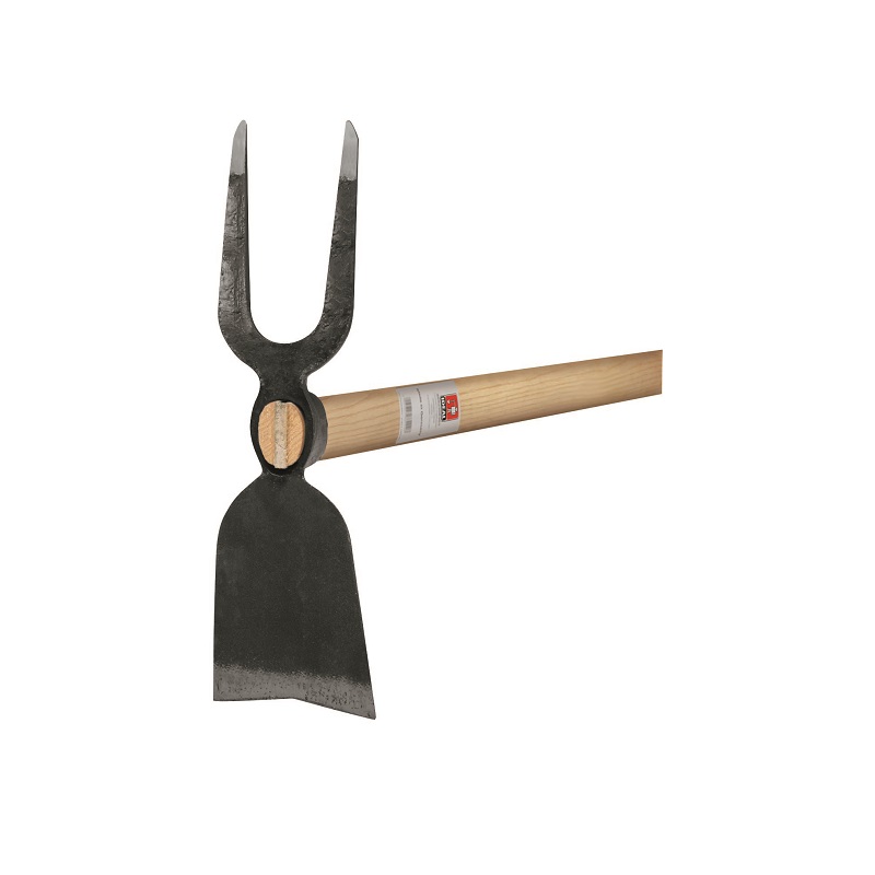 Ideal garden hoe wide blade with ash handle 135 cm 2 pointed tines