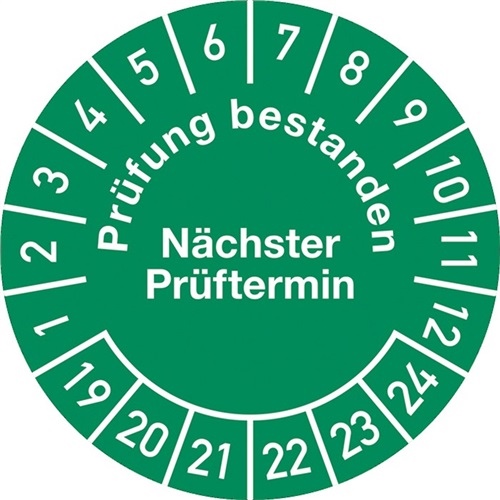 Mehrjahresprüfplakette D.30 mmBxL 19-24 Prüfung bestanden Folie Btl.a 100 St.