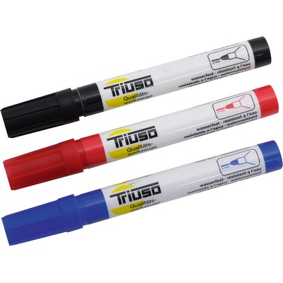 Triuso permanent marker 3 pieces red blue black