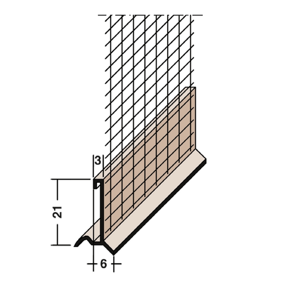 Maisch push-on profile for ETIC system 6mm 2.50m white - 37300
