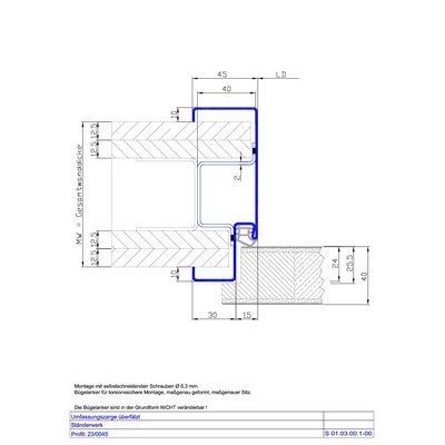 Rama ścienna Novoferm MW 100 UZG 750x2000mm