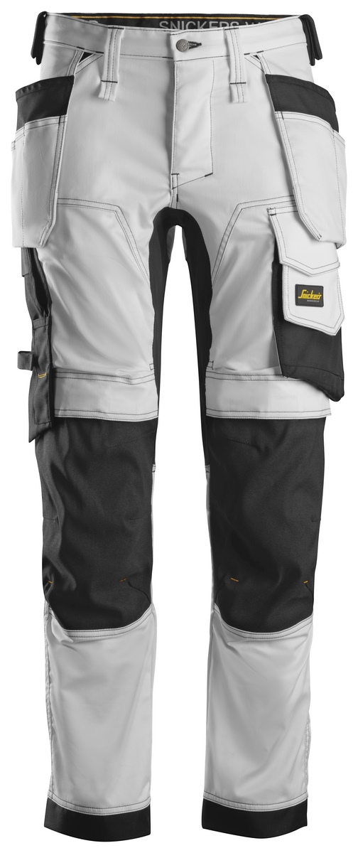 Snickers 6241 AllroundWork Stretch Gr.54 Arbeitshose m. Holstertaschen weiß-schw.
