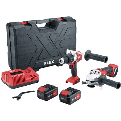 Zestaw akumulatorowy FLEX 18V PD 2G + wiertarka udarowa L 125 + szlifierka kątowa