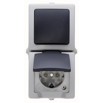 Kopp AP-FR combination vertical switch/socket outlet grey