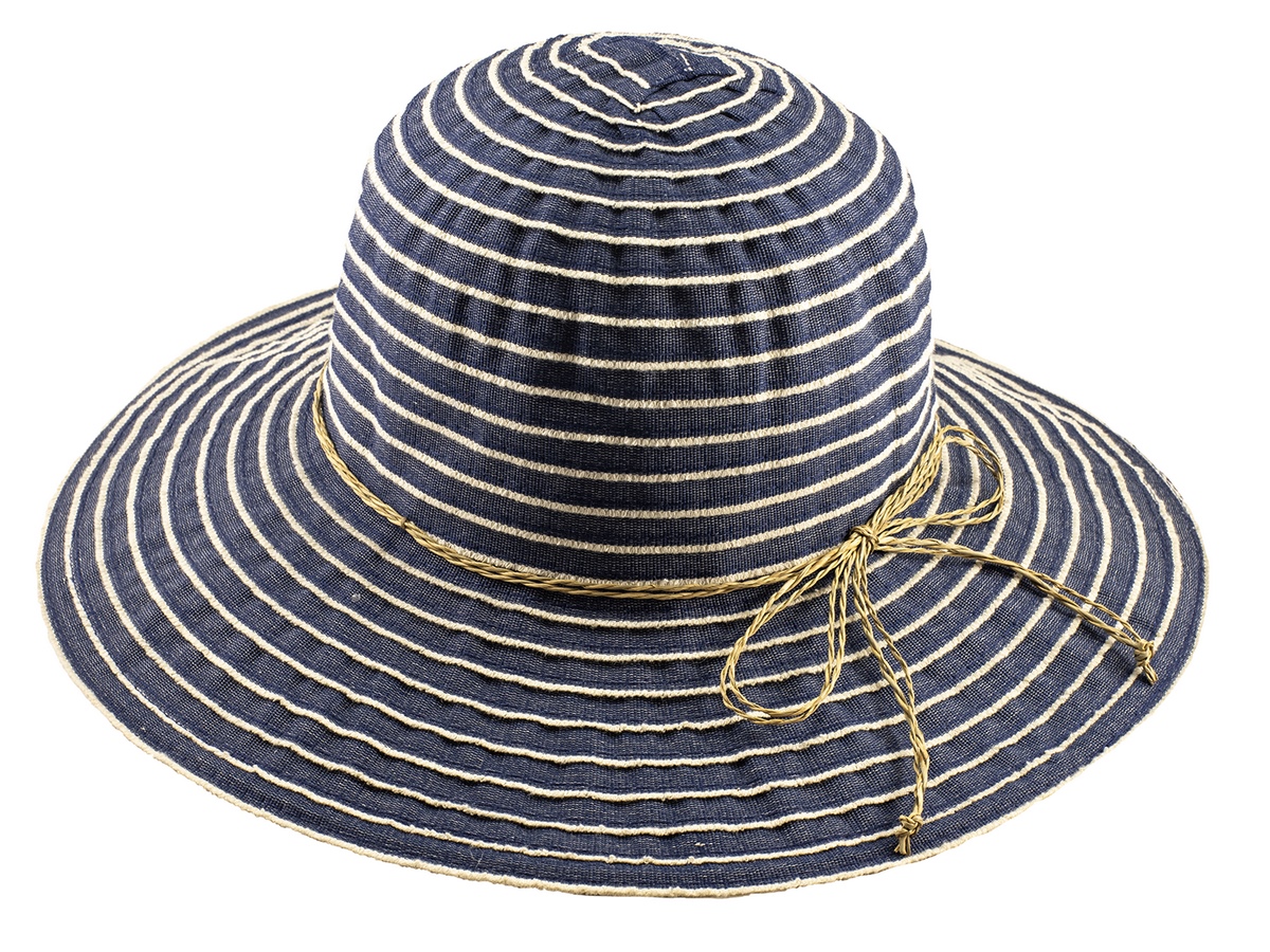 Strohhut Damen Maria blau / weiß Größe 56