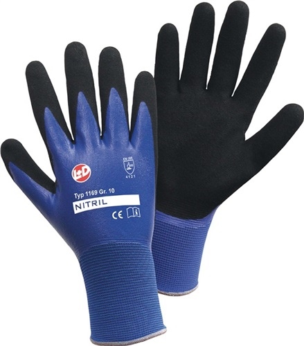 Handschuhe Nitril Aqua Gr.8 EN 388 blau/schwarz Nyl.m.dop.Nitril Kat.II