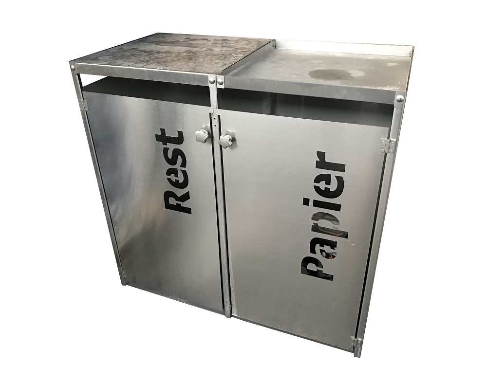 Metz trashbox double 120 Edelstahl B116xT60xH110cm