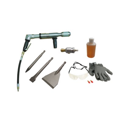 Green SCRAP'AIR® 36 renovation set with long handle in a practical case. carrying case