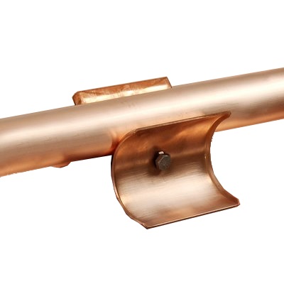 Copper ice holder "ICE STOP" clip-on for 1" pipes 5cm wide w. retaining bracket
