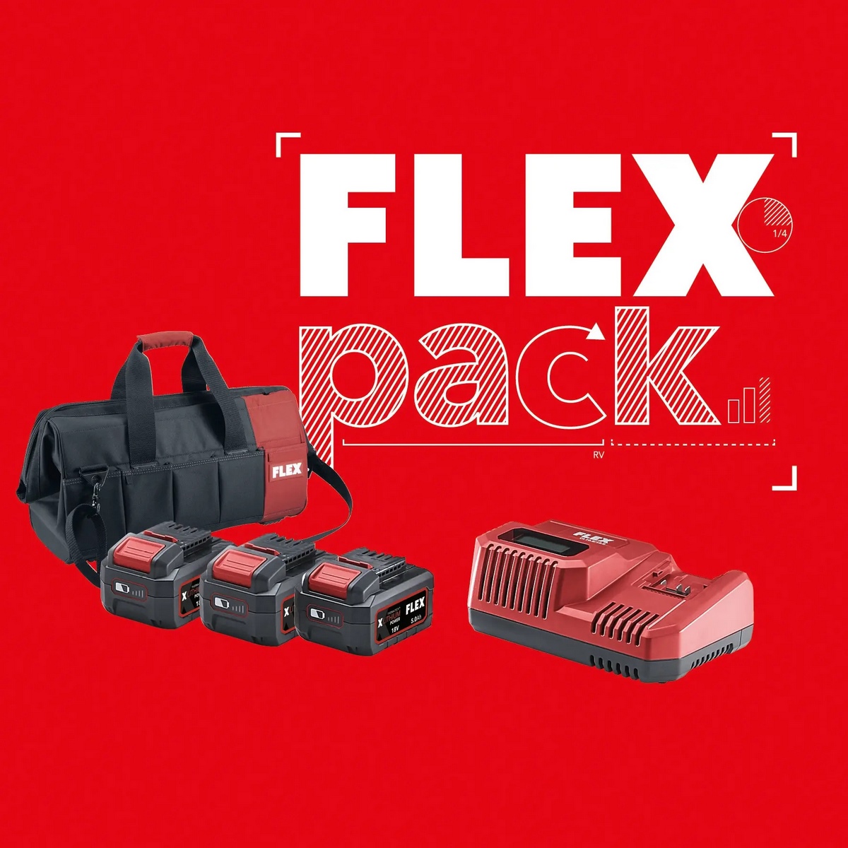 FLEXPack Set 3 machines of your choice incl. 3 batteries, charger and bag