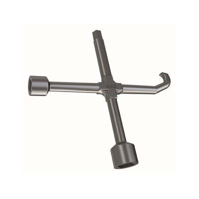 Lifting and operating key for cross-shaped manhole cover
