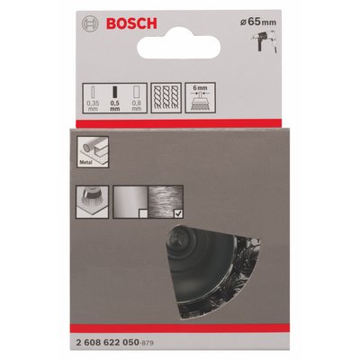 Bosch cup brush 0.5mm knotted wire Ø65mm