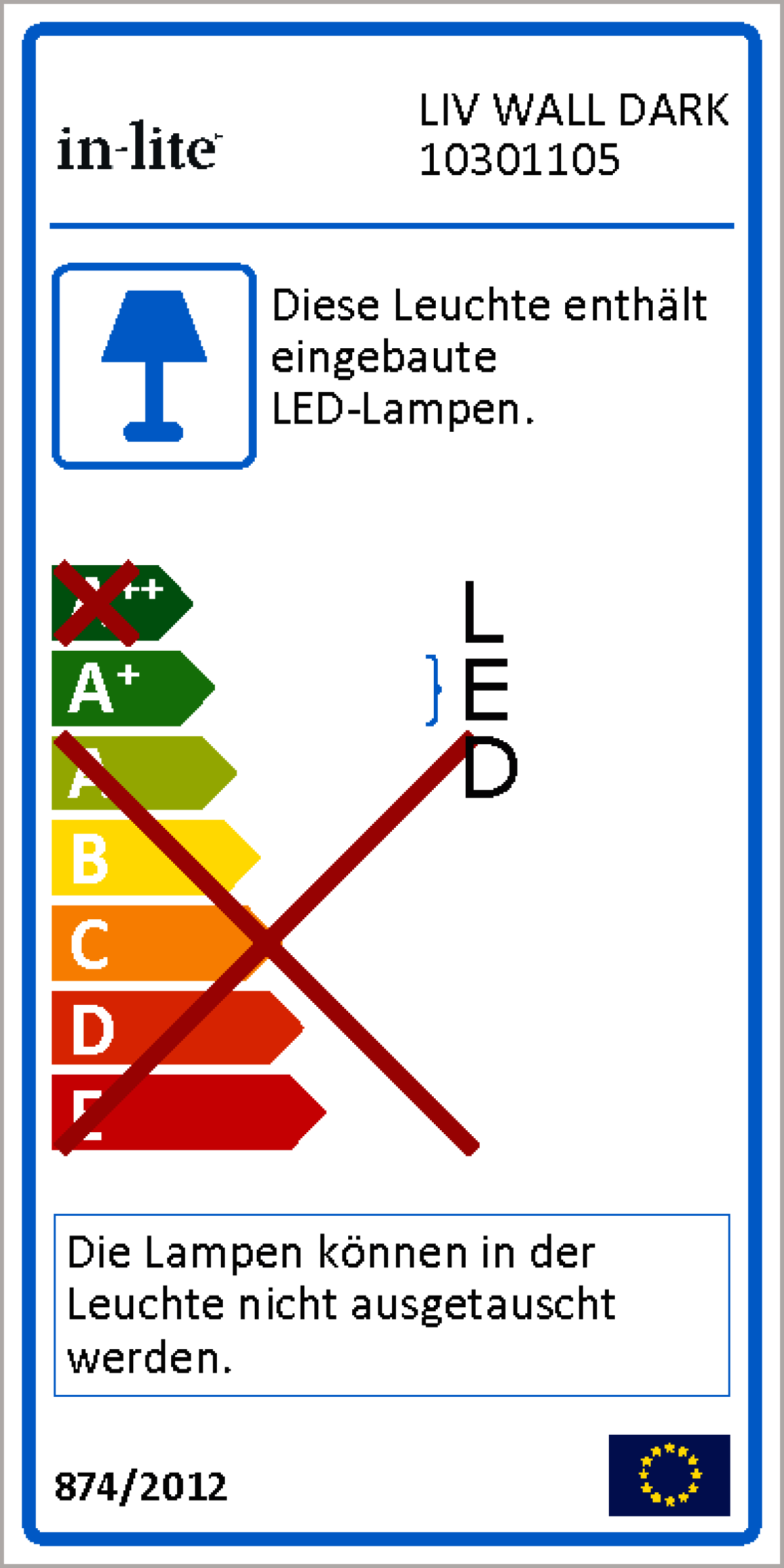 in-lite lampa ścienna LED Liv czarna 12V 2W Alu. ciepła biel