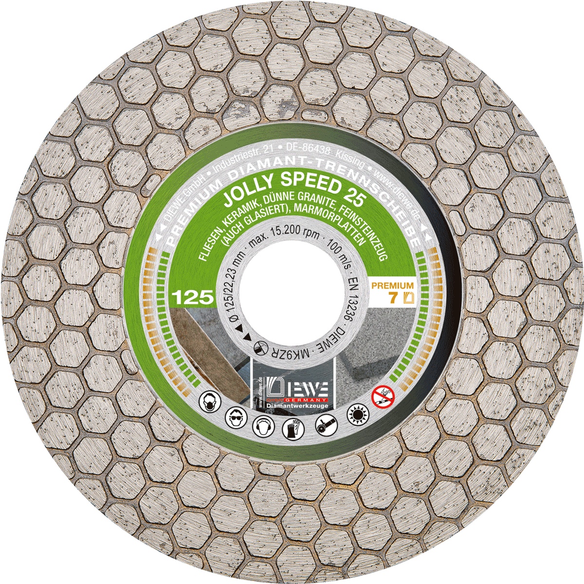 Diewe Jolly Speed 25 Ø125mm diamond cutting disc bore 22.23