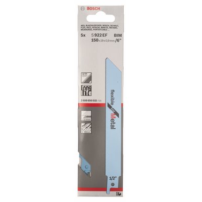 Bosch reciprocating saw blade for metal S 922 EF BIM 5-pack