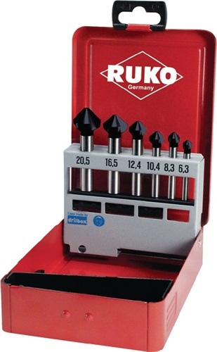 Countersink set DIN335 C 90degree HSS Z.3 6.3-20.5mm TiAlN 6pcs.metal case
