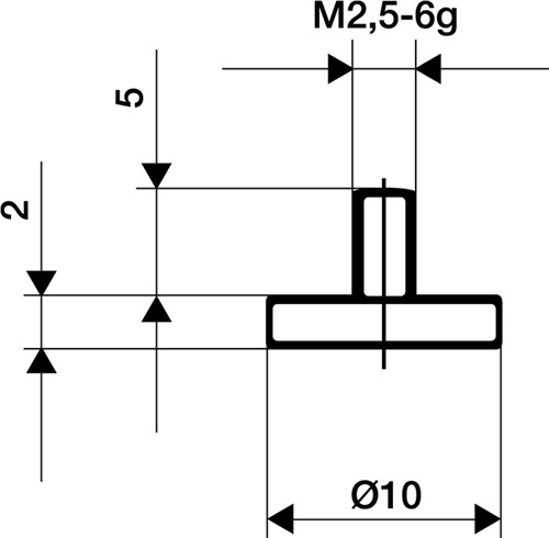 Messeinsatz D.20mm plan M2.5 STA f. Messuhren Käfer