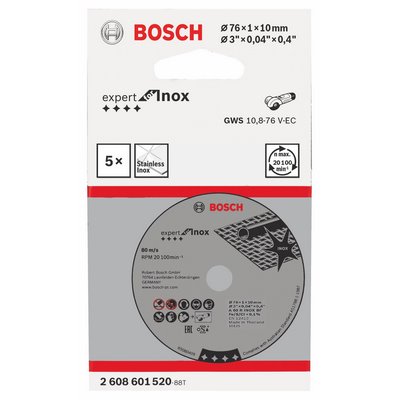 Bosch cutting discs Epxert Inox f. GWS 10.8 V LI 76x10x1mm - 5 pcs.
