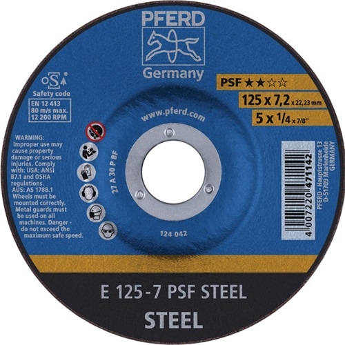 Tarcza do szlifowania zgrubnego PSF STEEL D180xS7.2mm karbowana STA otwór 22.23mm PFERD