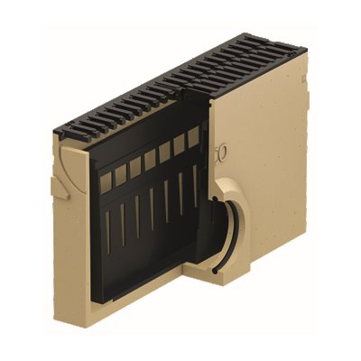 ACO Self® inlet box w. cast iron grate w. drain DN100 500x118x305mm