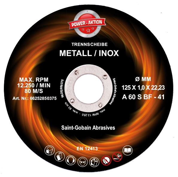 SGA Gewebetrennscheibe Stahl-Inox 10Stk 125x1.0x22.23mm Norton Expert A 60S-BF41