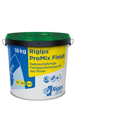 Rigips ProMix Finish 18kg bucket of ready-to-use fine levelling compound