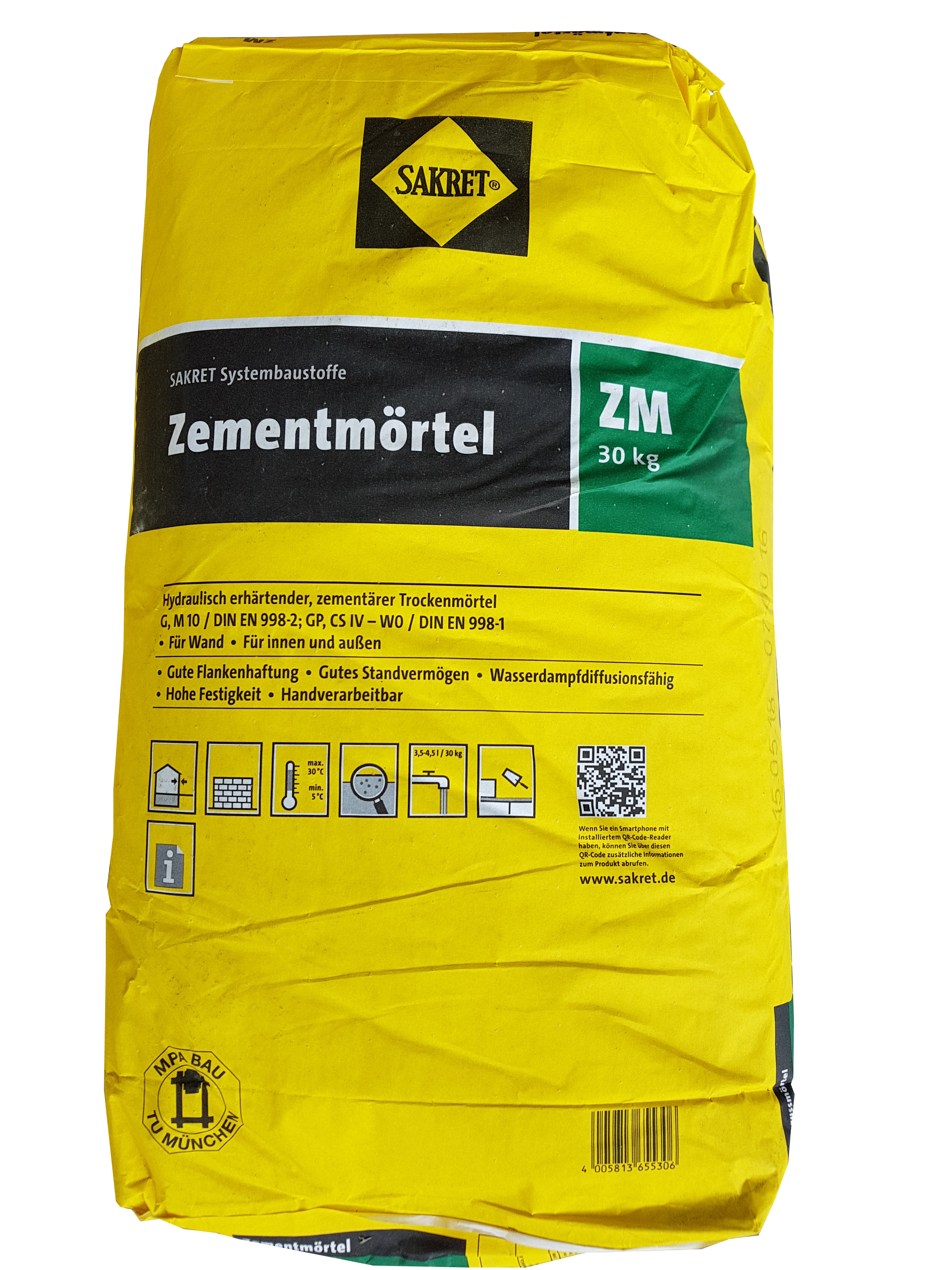 Sakret cement mortar ZM 30kg 0-4 mm, M10, MGIII, approx. 18 litres of fresh mortar