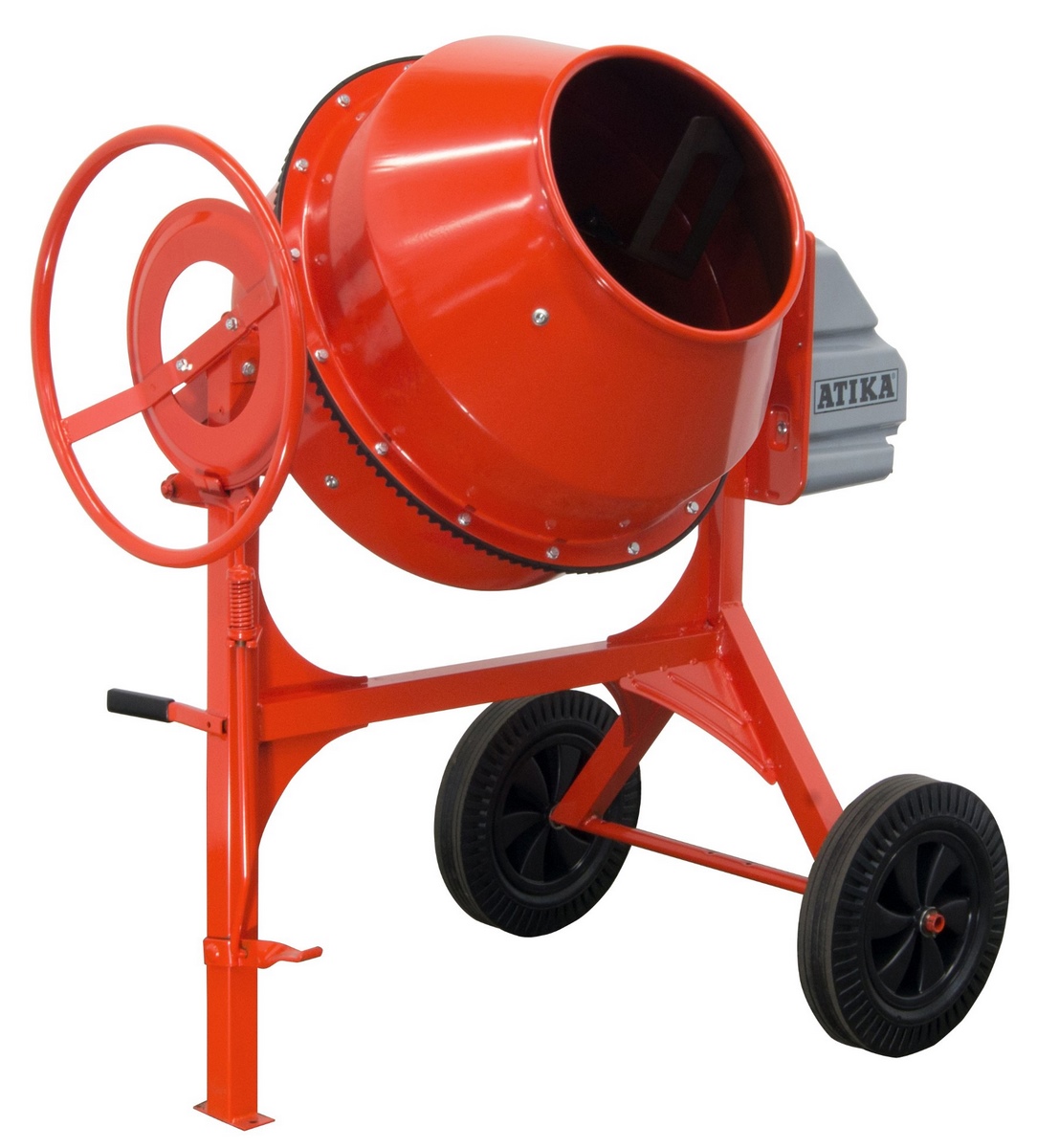 Atika concrete mixer Expert 185 230V handwheel brake disc and foot control