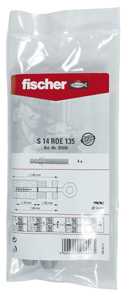 Fischer plug S 14 ROE 135 B PU= 4 S 14 ROE 135 B-92449