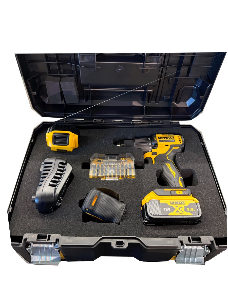SBD Dewalt Akku Schlagbohrschrauber DCD709, 2x5AH, Bit-Set und Bandmaß