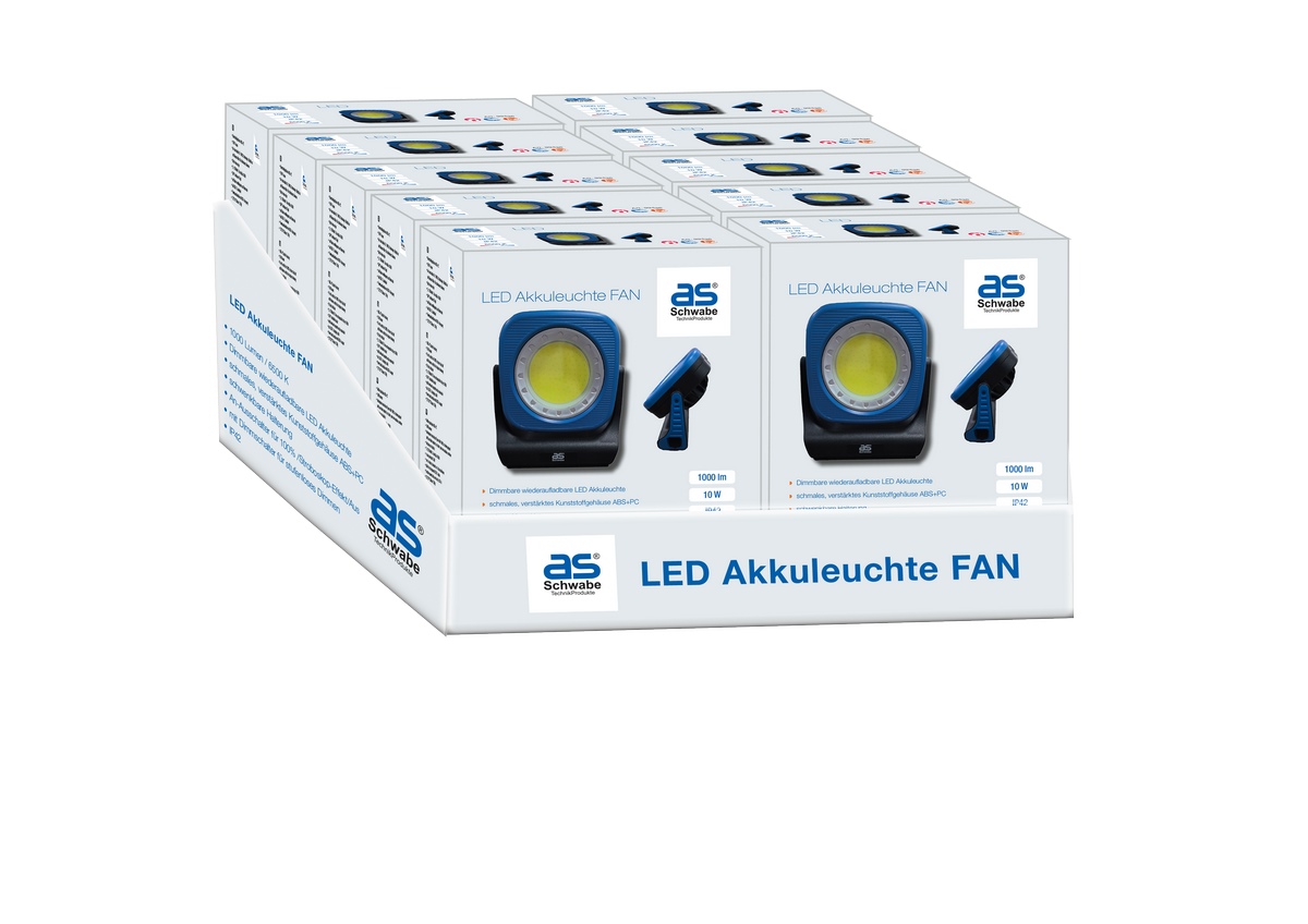 Akumulatorowa lampa LED Schwabe "FAN" 10 Watt 1000 lumenów