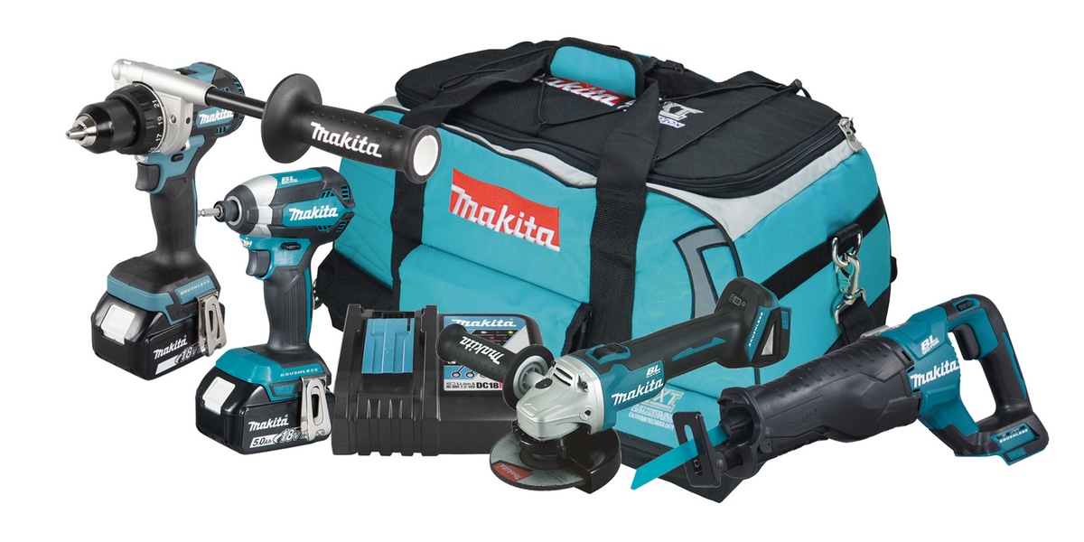 Makita battery combo kit DLX4157TX1 18V 2 batteries, 4 machines, charger + bag