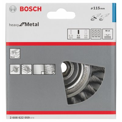 Szczotka tarczowa Bosch 0,5 mm M14 z drutu plecionego Ø115 mm