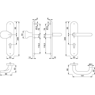 Hoppe Paris GRT-SST ES1 F69 Stainless steel 8 PZ-72 42-47 3664099