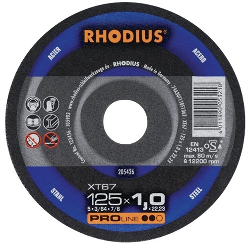 Cutting disc XT67 D125x1mm ger.STA bore 22.23mm RHODIUS