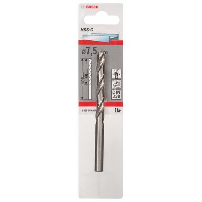 Bosch metal drill HSS-G DIN338 7.5x69x109mm