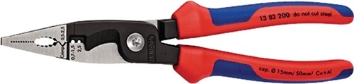 Elektroinstallationszange L.200mm pol.2K-Hülle o.Öffnungsfeder KNIPEX