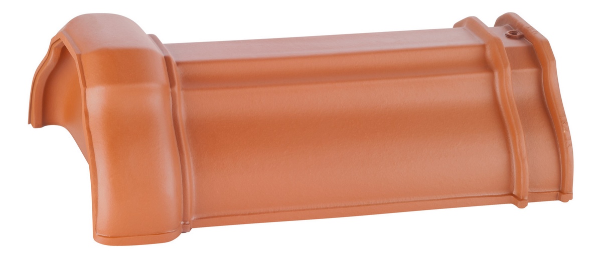 Erlus ridge end tile no. 18 red engobed