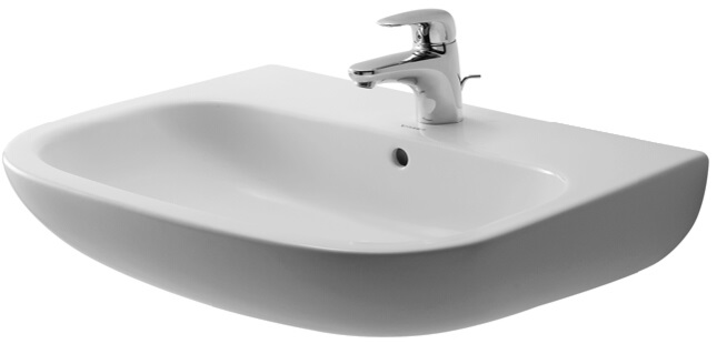 Duravit umywalka D-CODE 650mm biała w. przelewem i otworem na baterię