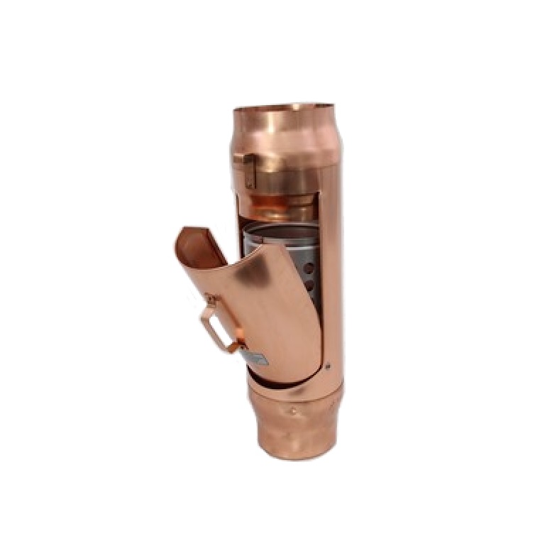 Copper Madema pipe leaf trap Ø 120mm with stainless steel basket